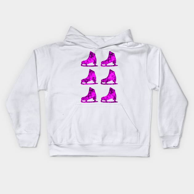 Watercolor Figure Skates (Purple) Kids Hoodie by illucalliart